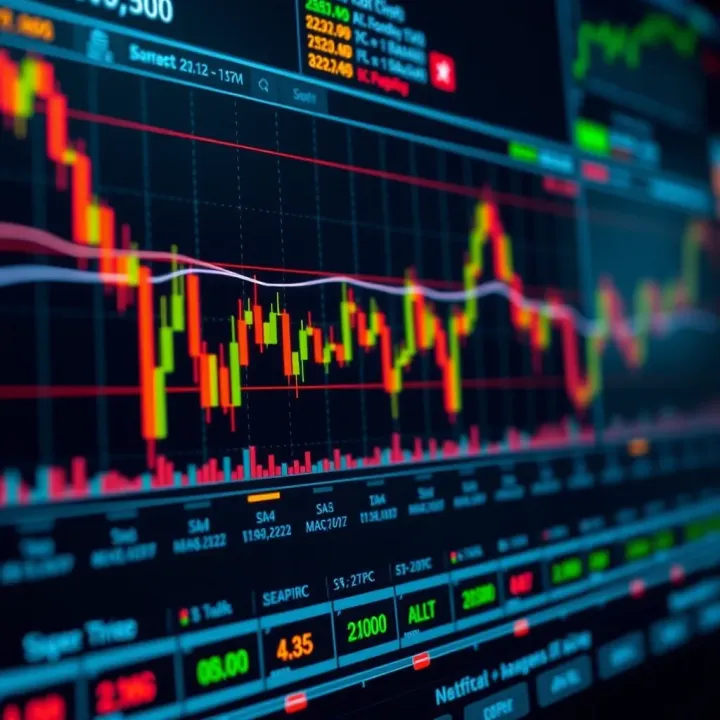 Binary options trading chart featuring common chart patterns and technical analysis tools