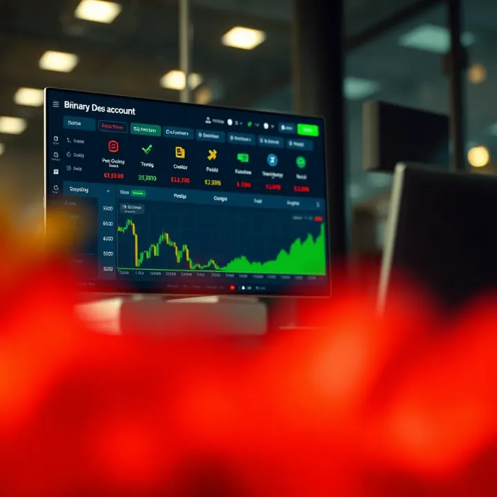 Dashboard displaying key features of a binary option demo account for strategy testing