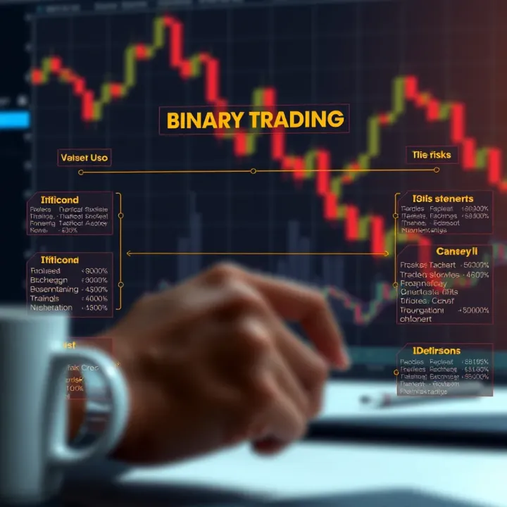 Overview of Terminology and Risk Elements in Binary Trading Diagram illustrating key terms and risk factors in binary options trading