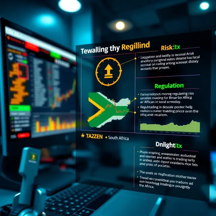 Conceptual graphic illustrating key regulatory considerations and risk management for binary trading in South African markets