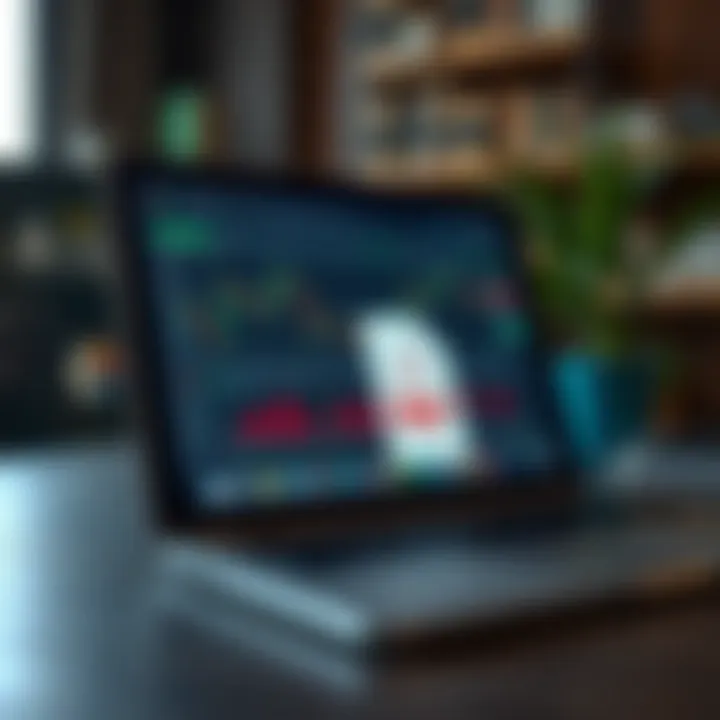 Open laptop showing downloadable forex trading PDF guides on screen