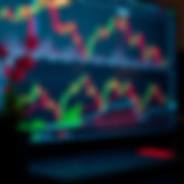 Illustration of forex trading charts and candlestick patterns displayed on a digital screen