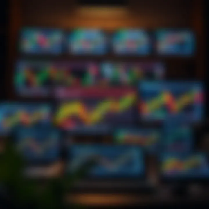 Collection of digital devices showing various forex trading lessons and educational content