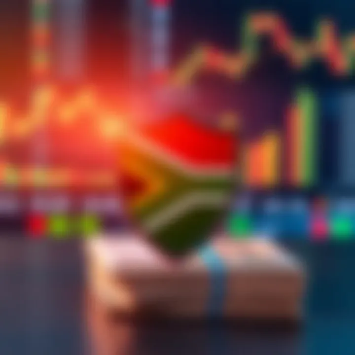 Graphic depicting a shield protecting a stack of currency notes with South African flag colors