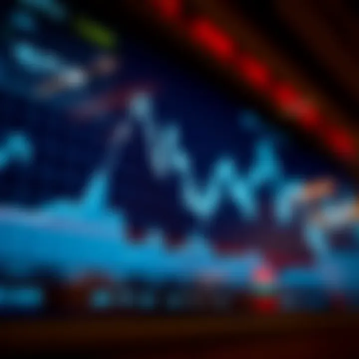 Graph showing currency exchange rates with upward trend lines on digital screen