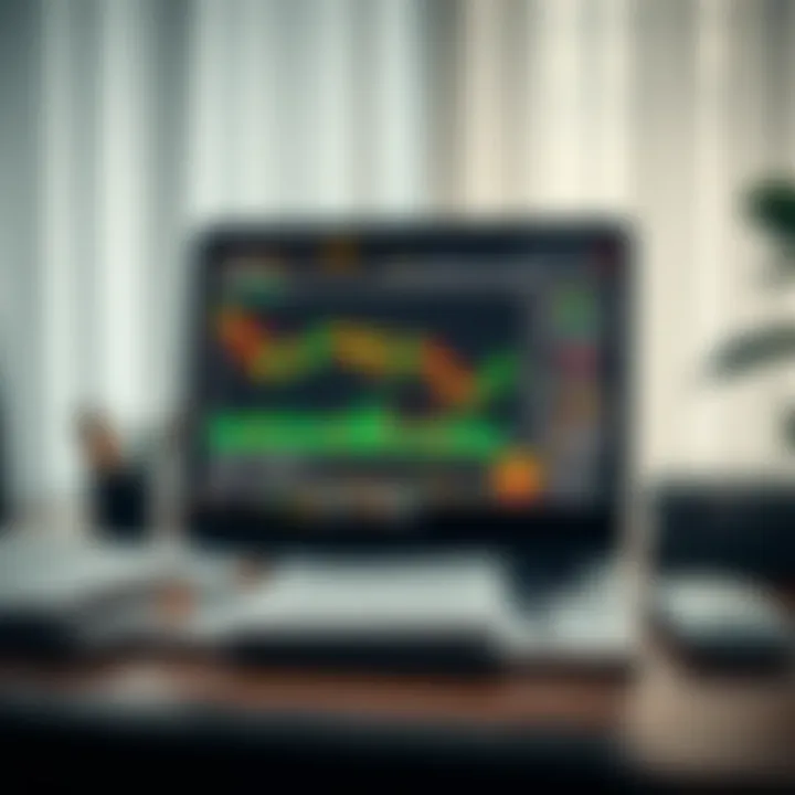 Educational setup with laptop displaying forex video tutorial and notes beside it