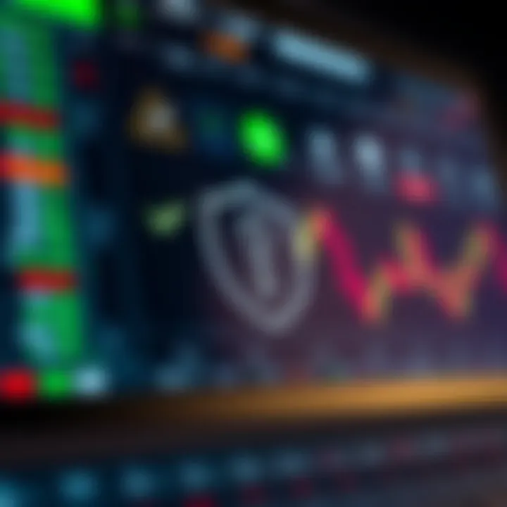 Conceptual graphic depicting a secure online trading platform interface with regulatory checkmarks and risk warning icons