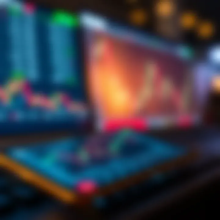 Mobile device displaying forex trading charts and currency exchange rates