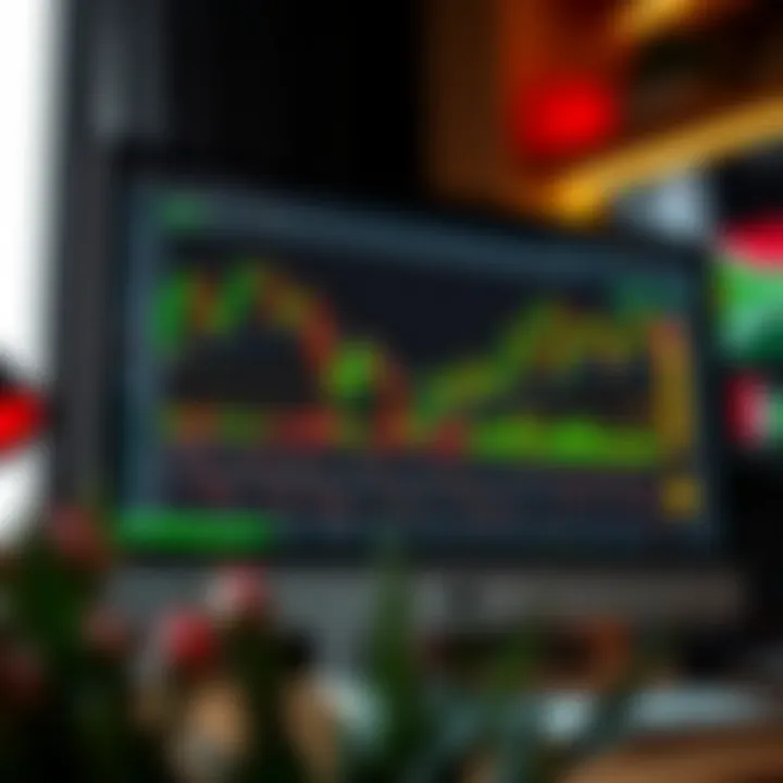 Illustration of a computer screen displaying forex charts and trading tools