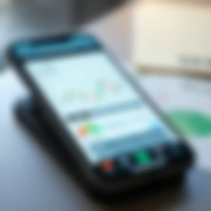 A smartphone screen displaying a user-friendly trading application interface with charts and portfolio overview