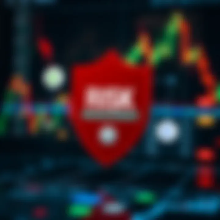 Illustration of risk management concepts with protective shield and currency symbols