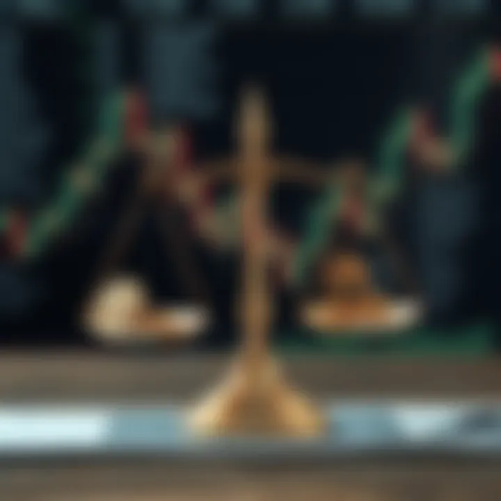 Illustration of a risk management concept with balanced scales and financial symbols