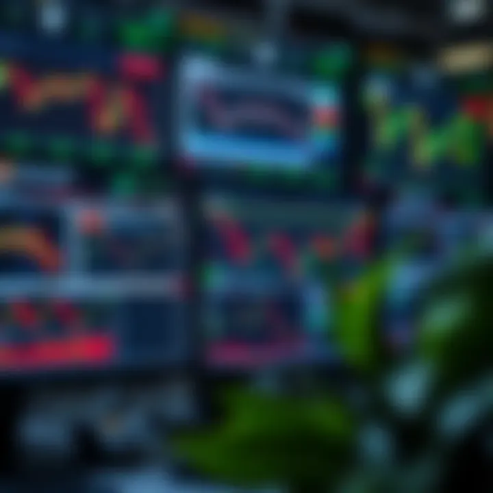 Illustration showing various forex signal sources displayed on computer screens with financial charts and indicators
