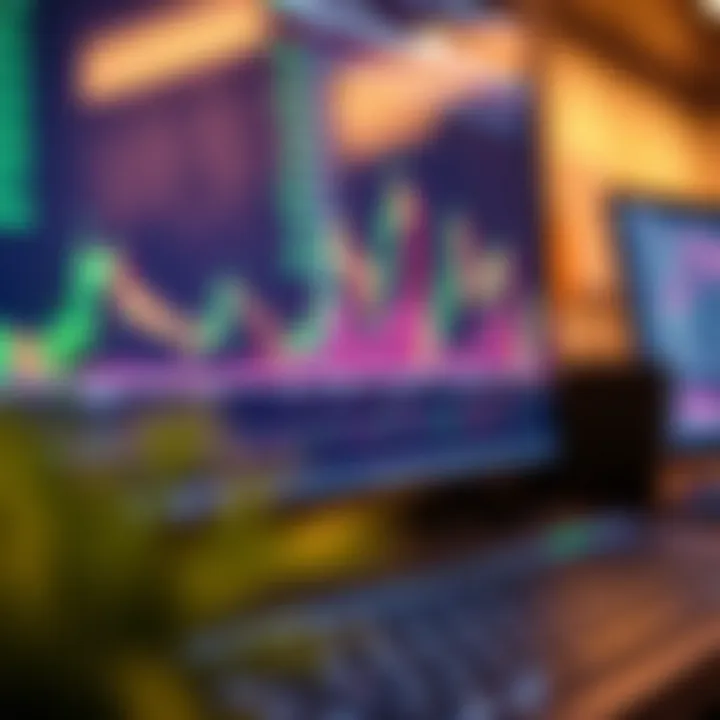 Chart showing forex currency pairs with rising and falling trends on a digital trading platform
