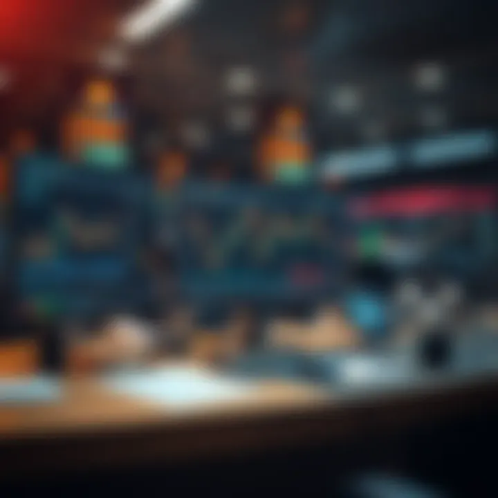 Illustration of a simplified forex market setup with broker selection and risk management elements