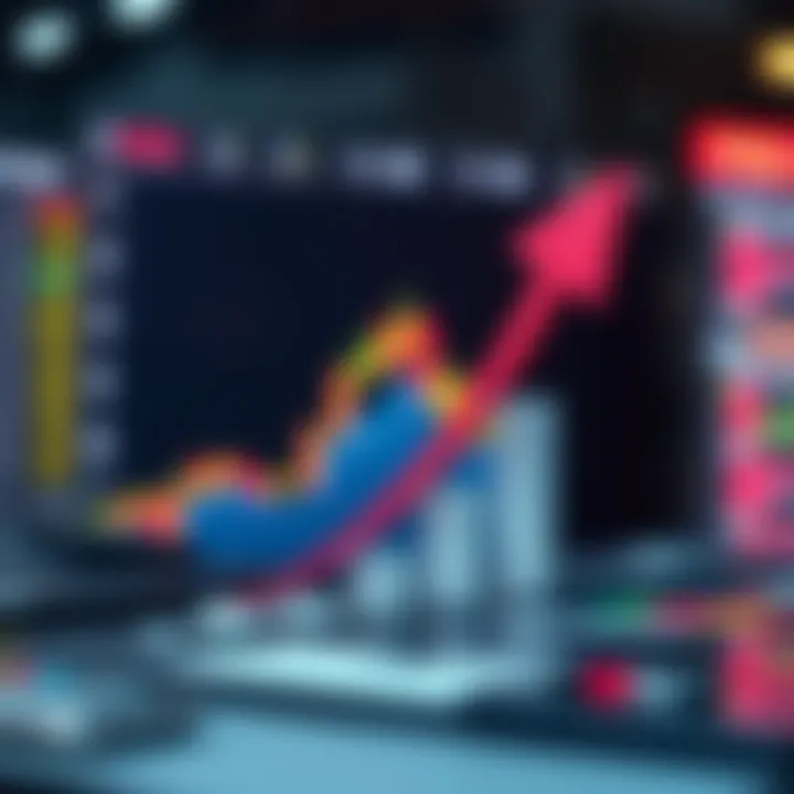 Financial Market Growth and Analysis Concept Conceptual illustration of financial growth and market analysis with upward arrow