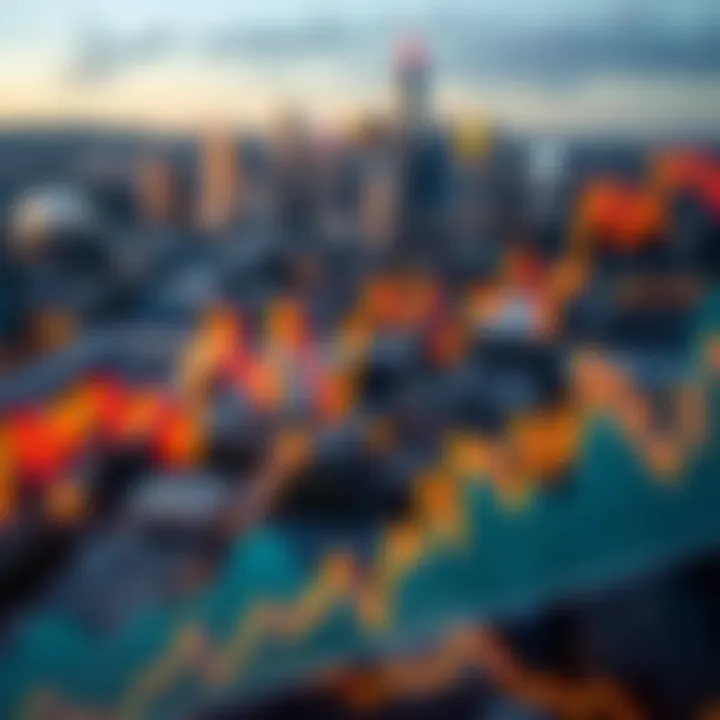 Chart showing forex currency exchange trends with Johannesburg city skyline in background