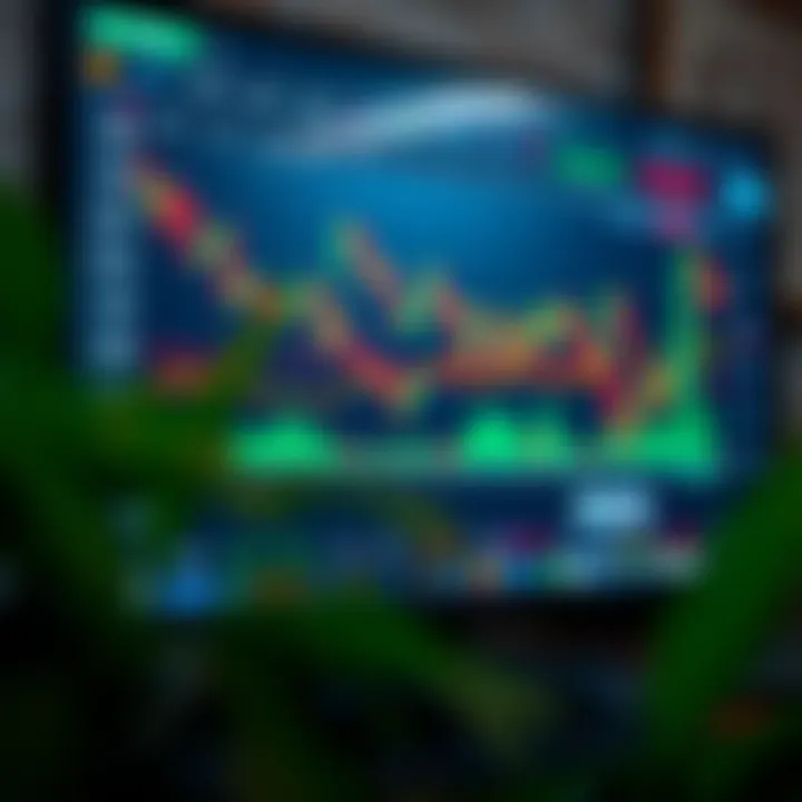 Currency charts and digital trading platform on a computer screen illustrating forex market activity