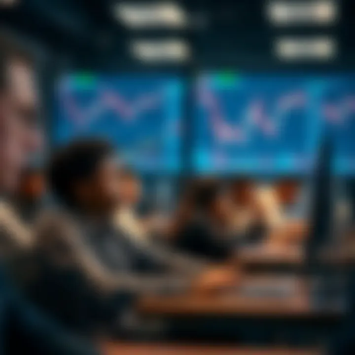 Classroom setting with learners attentively engaging in a forex trading course