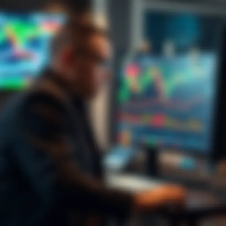 South African trader analyzing forex charts on a computer screen with currency symbols floating around