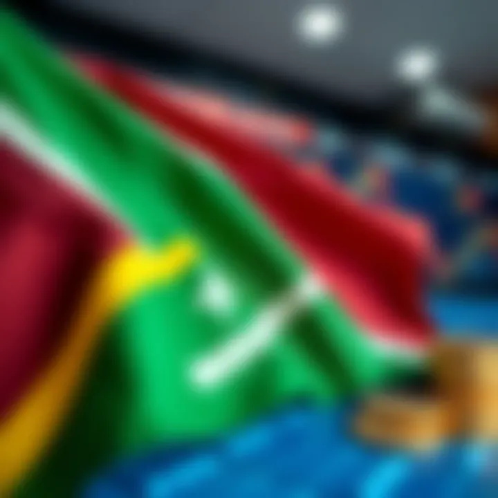 South African flag with currency symbols representing forex trading opportunities