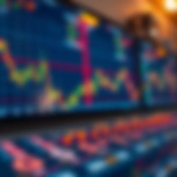 Representation of forex trading charts and currency symbols indicating market analysis