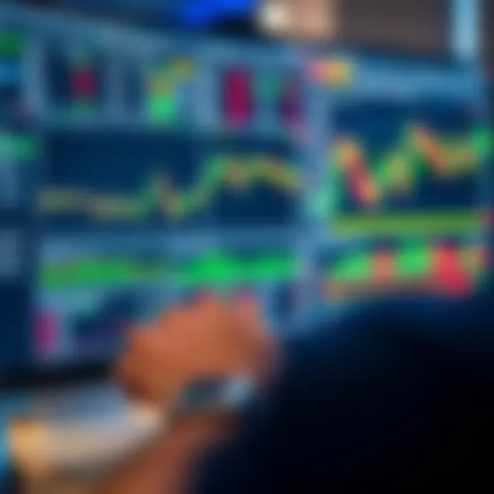 Illustration of a computer screen displaying various forex trading system options and charts