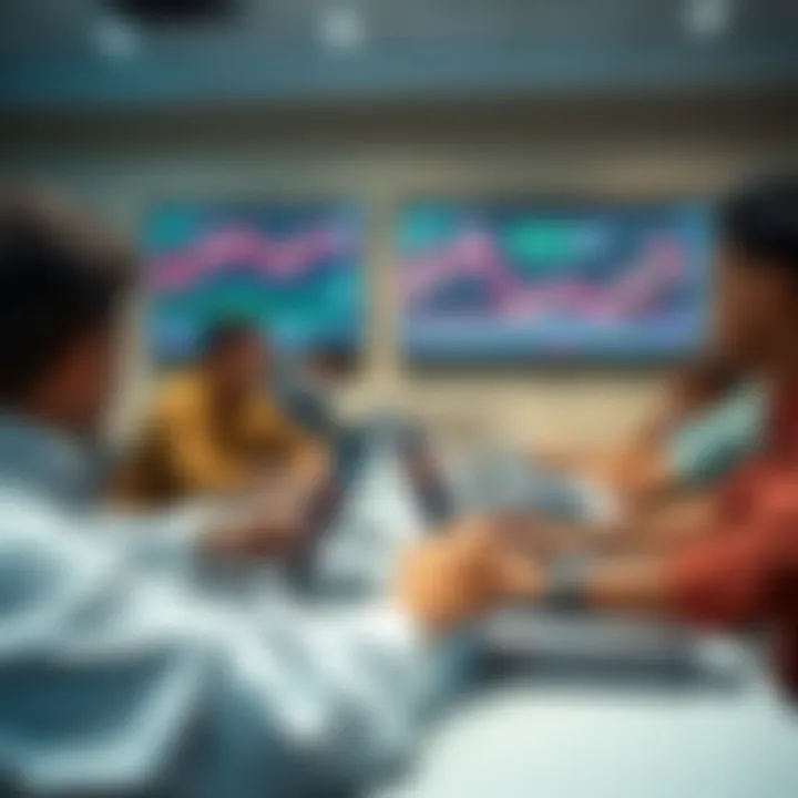 Interactive Forex Trading Training Session Classroom setting with students learning forex trading on laptops