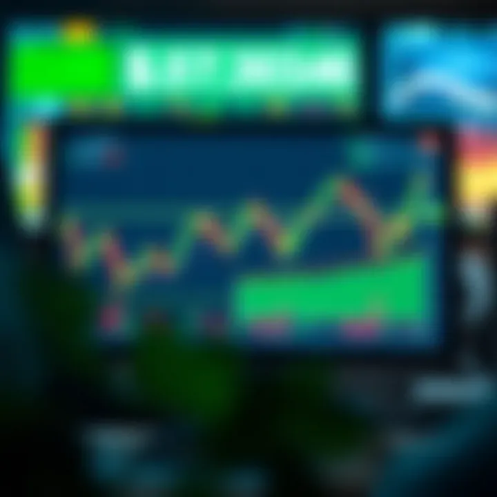 Digital interface displaying forex chart analysis with signal indicators