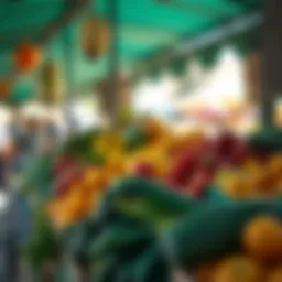 Fresh Produce Market in Knysna Fresh fruits and vegetables displayed at an outdoor market stall in Knysna under bright daylight
