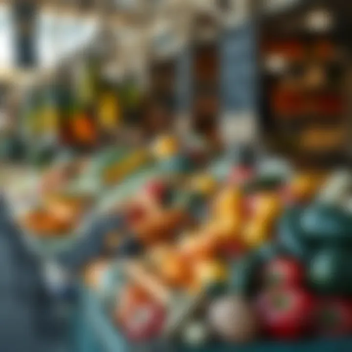 Fresh fruit and vegetables displayed at a park market stall in South Africa during trading hours