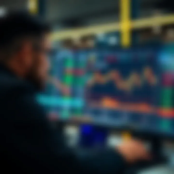 Forex trader analyzing economic calendar data on a computer screen with highlighted key events