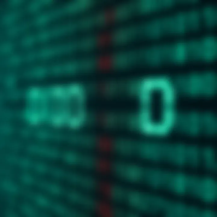 Visual representation of text characters transforming into binary code with ASCII encoding