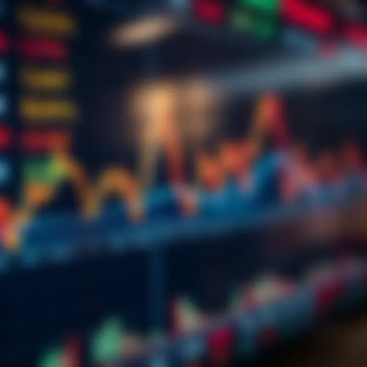Graph showing currency pairs and exchange rates on a digital trading platform