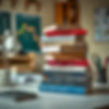 Recommended Books for Mastering Forex Trading Techniques and Mindset Stack of books on forex trading strategies, risk management, and psychology on a clean workspace