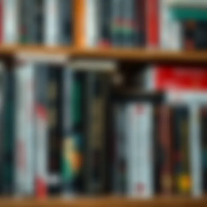 Collection of Essential Forex Trading Books Bookshelf filled with various forex trading books and financial literature