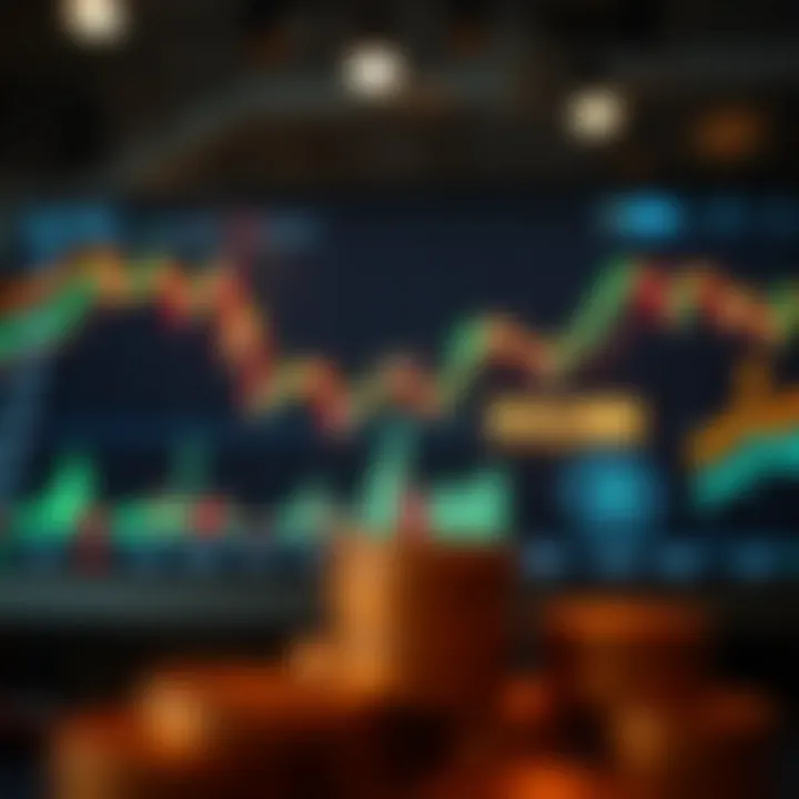 Illustration showing foreign exchange market with currency symbols and charts