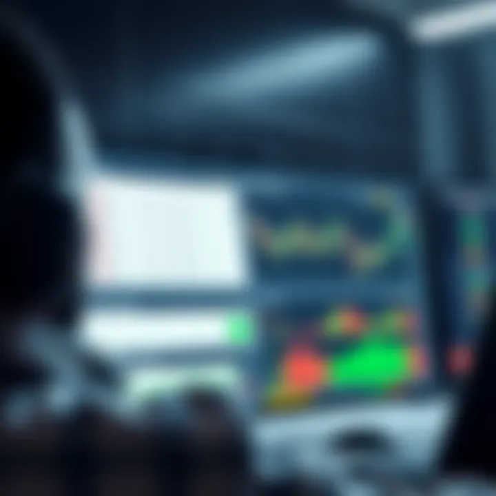 User interface of a forex trading simulator displaying charts and trading options