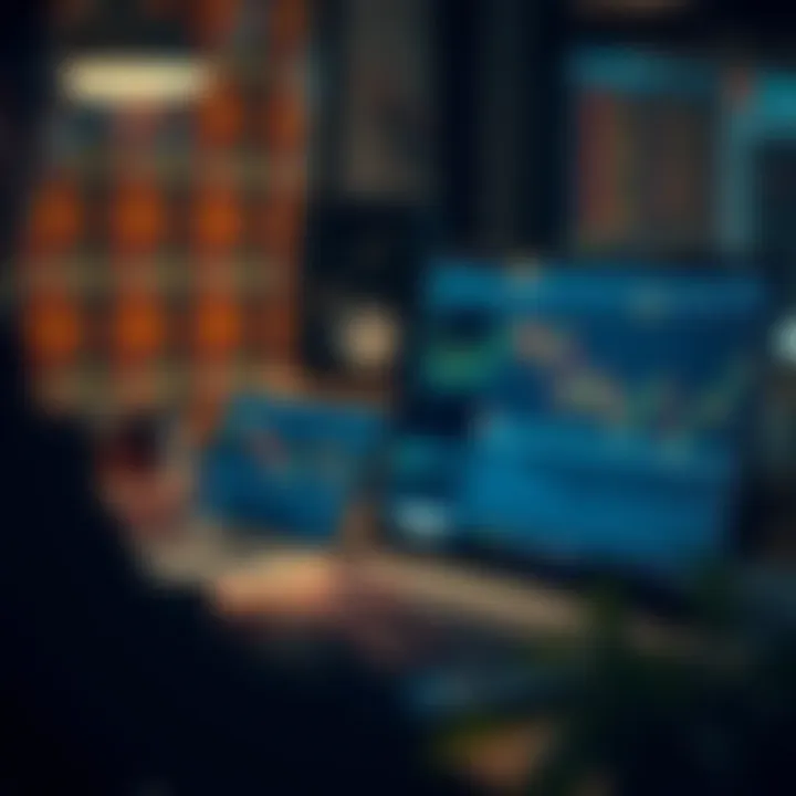 Practicing Forex Trading Strategies on Demo Account Trader using a laptop to practice forex trading strategies on a demo account