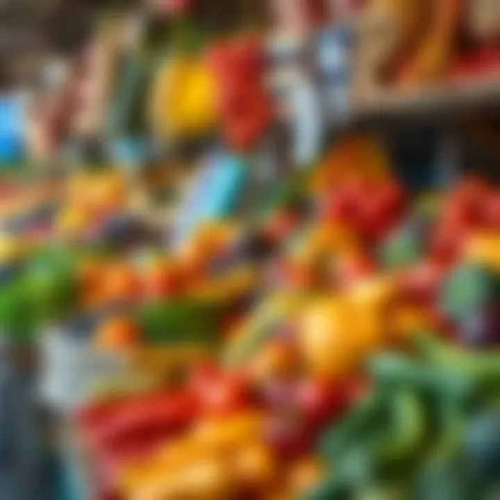 Seasonal Variations in Fruit and Vegetable Availability in Polokwane Colorful assortment of seasonal produce neatly arranged at a vendor's stall, reflecting vibrant local market atmosphere