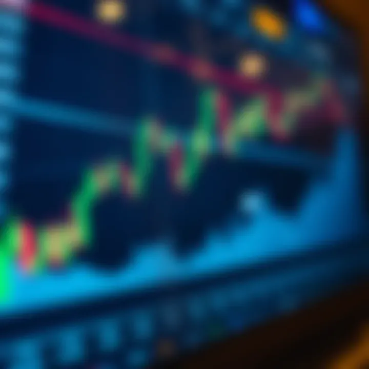 Graph showing fluctuating currency exchange rates on a digital trading platform