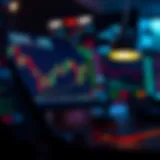 Illustration showing key components of binary options trading including digital charts and financial data