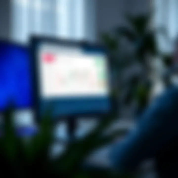 Illustration of a computer screen displaying a demo account dashboard with virtual trading options