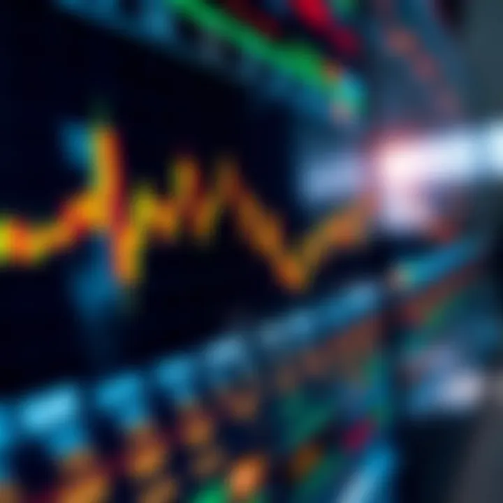 Graph showing fluctuating currency exchange rates on a digital trading platform