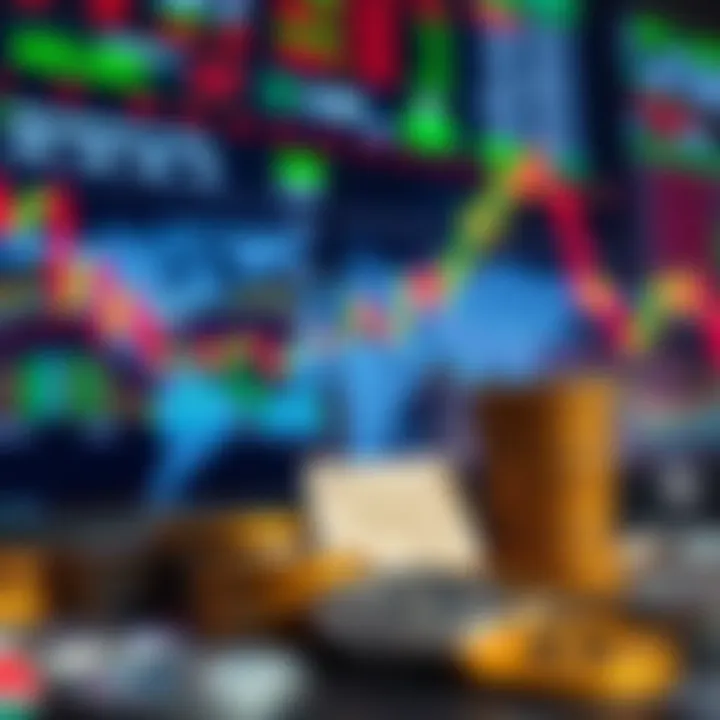 Representation of various global currencies with a backdrop of financial charts and digital interface