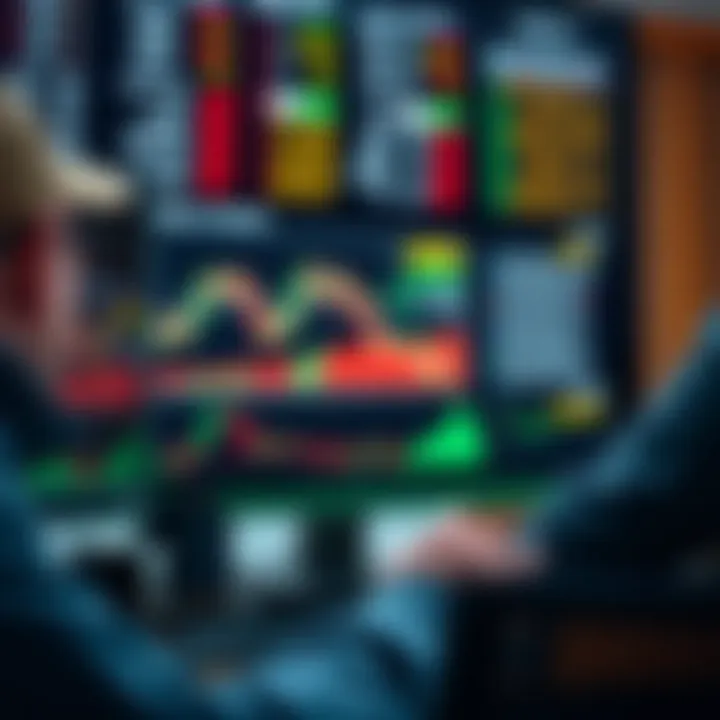 Graphical representation of automated forex trading software analyzing currency market data