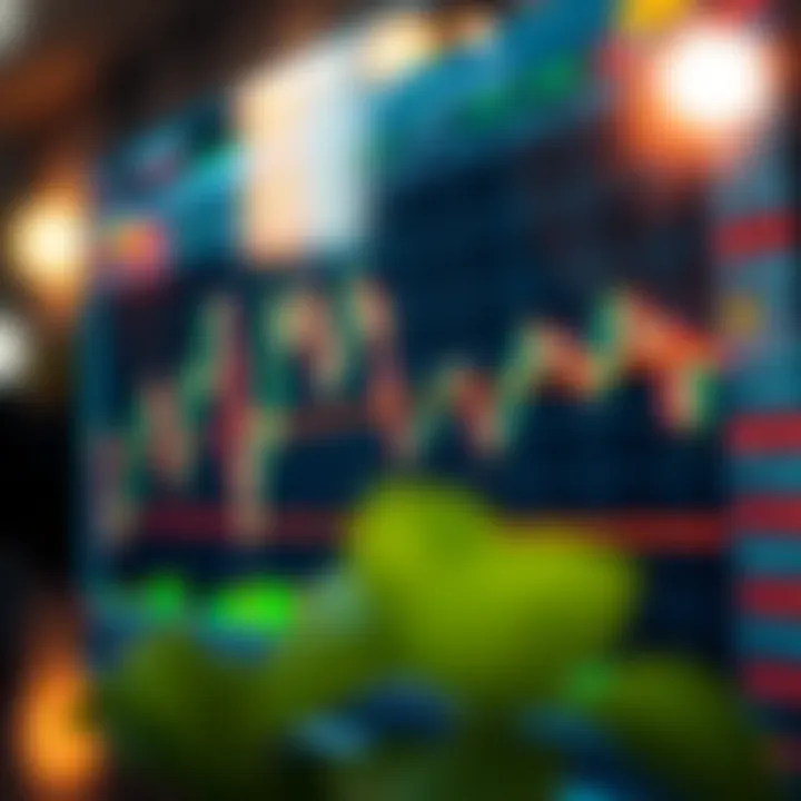 Chart displaying binary trading signals with indicators pointing to potential market trends