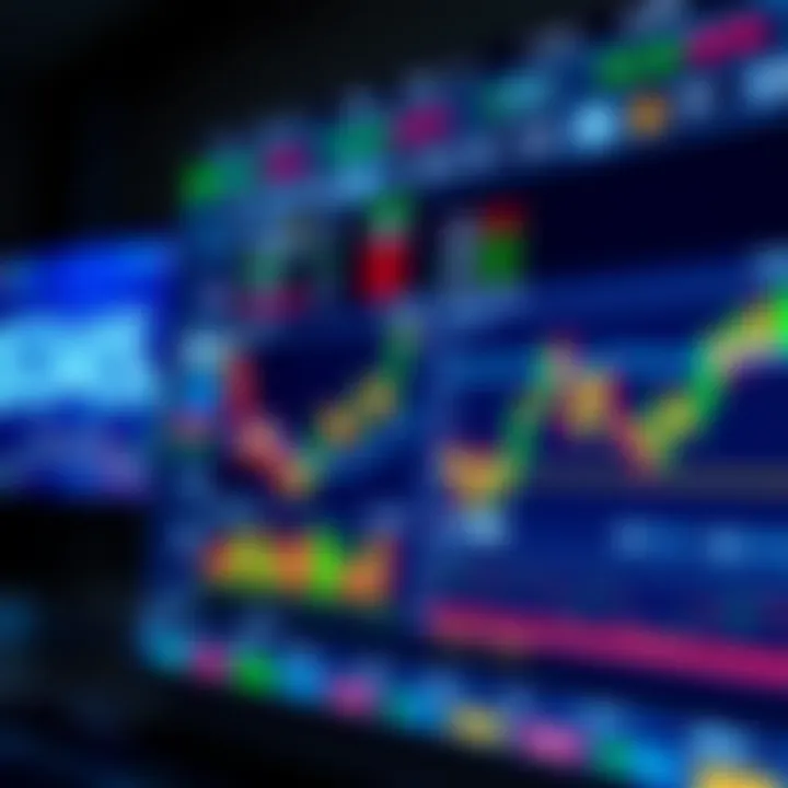 Illustration of a digital trading platform interface showing binary options charts and demo account features