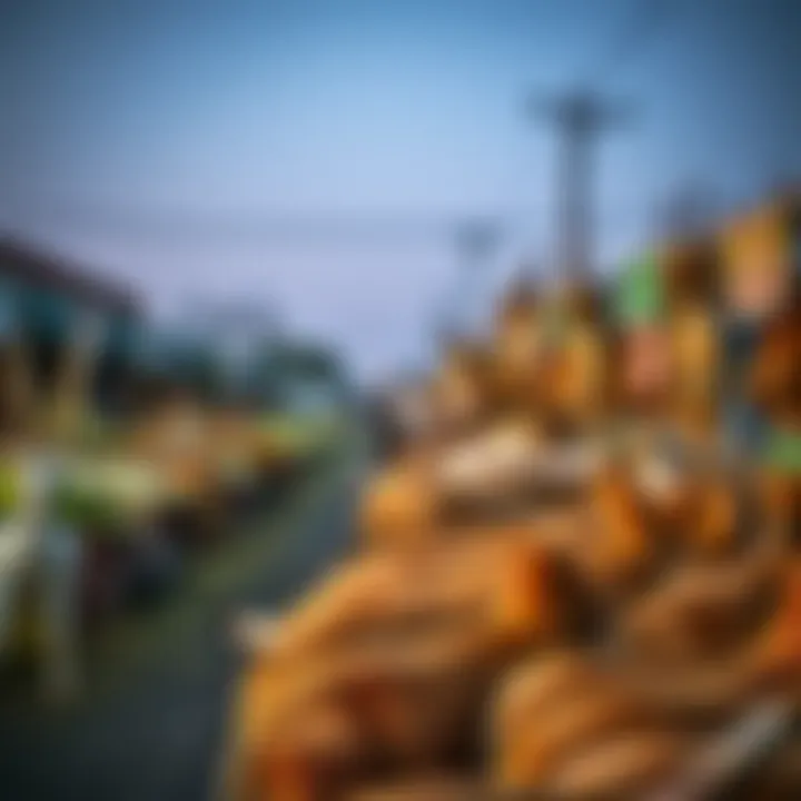 Marketplace scene showing various game animals displayed for sale in an outdoor setting in Bloemfontein