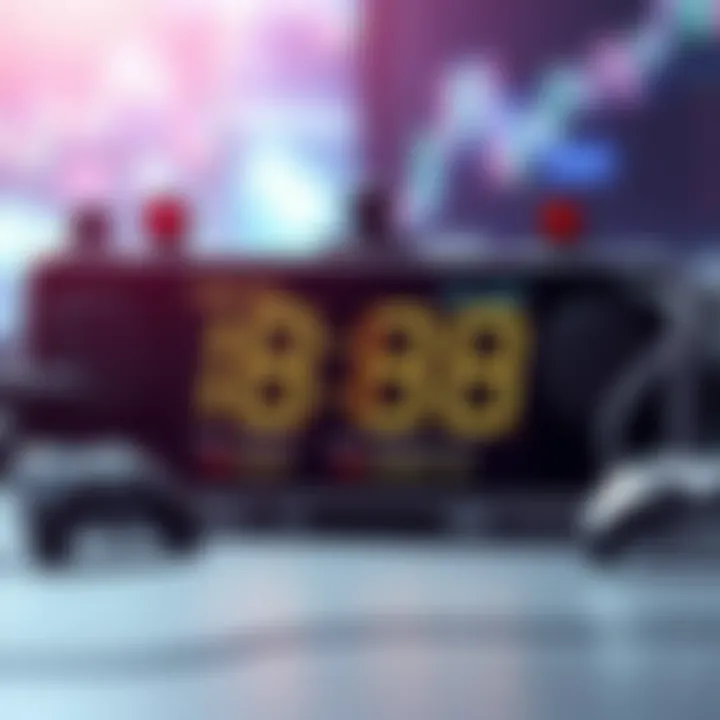 Digital clock displaying trading hours with gaming icons around it